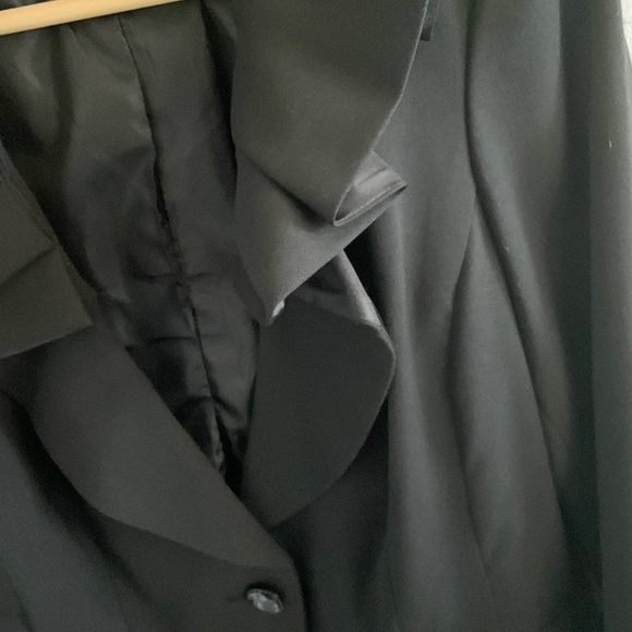 Vintage Y2K Women’s Blazer Ruffled Satin trims Goth Statement Dark Romantic Sz 8 - Picture 12 of 14